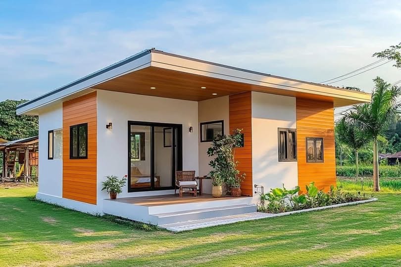 Mẫu nhà lắp ghép 1 tầng tối giản, thiết kế đơn giản và tiện dụng.